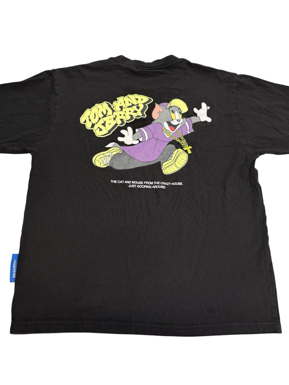 SEQUENZ Tom and Jerry T-shirt Black Men's Sz M Fits like S Japan Mouse Cat Retro